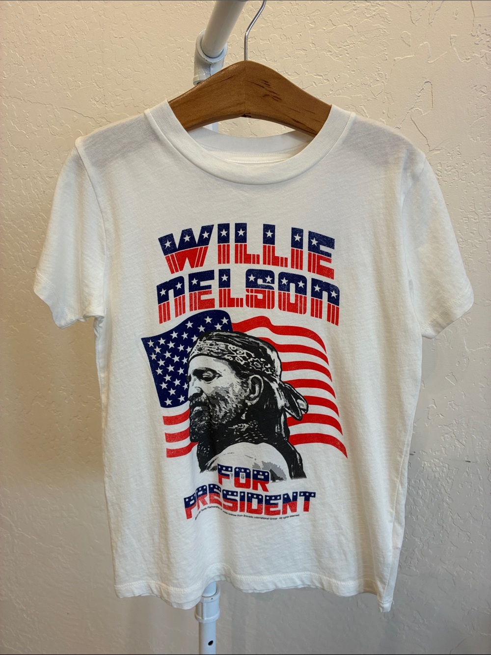Rowdy Sprout White Short-Sleeve Graphic Tee with Red & Blue Print